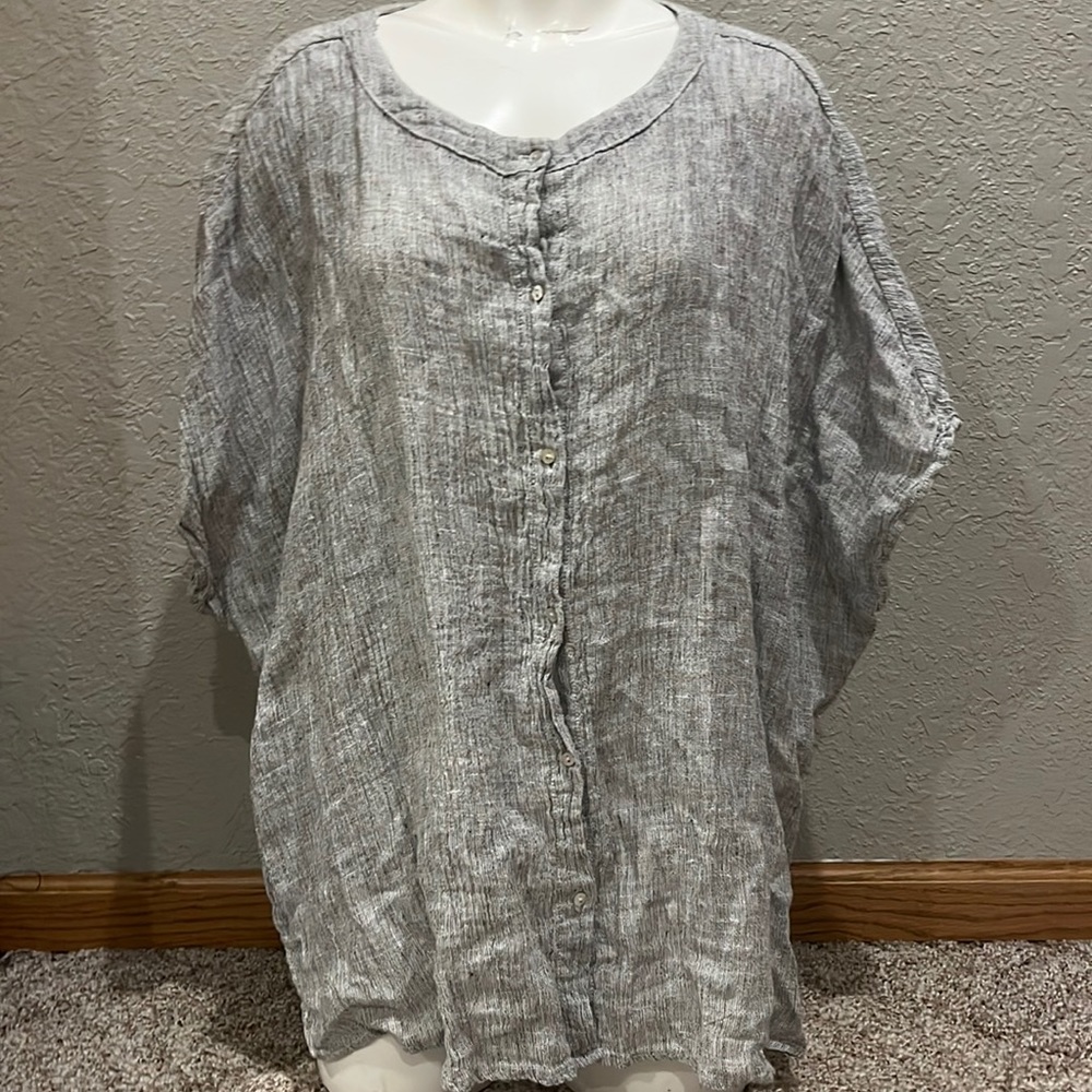 Tahari Linen Top Sz L